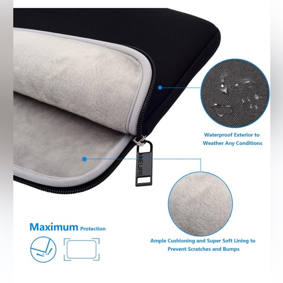 New 13 Inch Waterproof Neoprene Water Resistent Laptop Sleeve - Picture 5 of 10